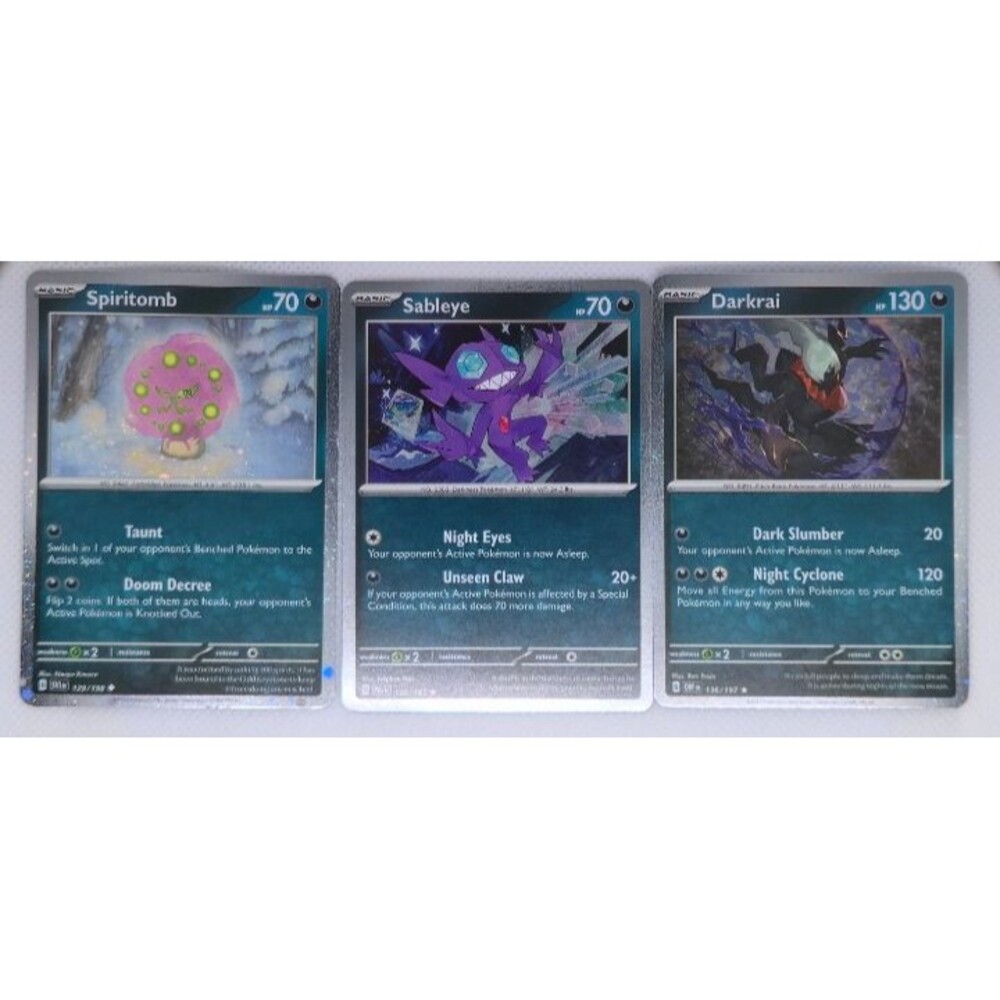 Cosmo Holo Trio Spiritomb Sableye Darkrai 3 card lot Pokemon